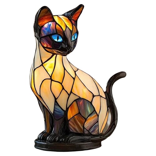 Katzenlampe aus buntglas - aus,